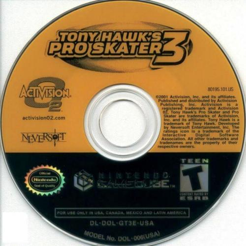 Tony Hawk's Pro Skater 3 (Europe) Disc Scan - Click for full size image
